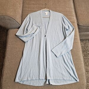J. Jill Longline Minimalist Light Blue Wool Blend Casual Minimalist Cardigan Med